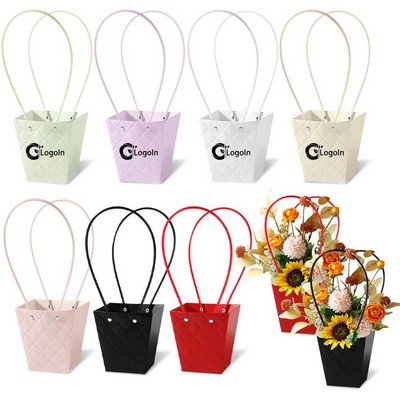 Paper Floral Flower Wrapping Gift Bag with Long Handle